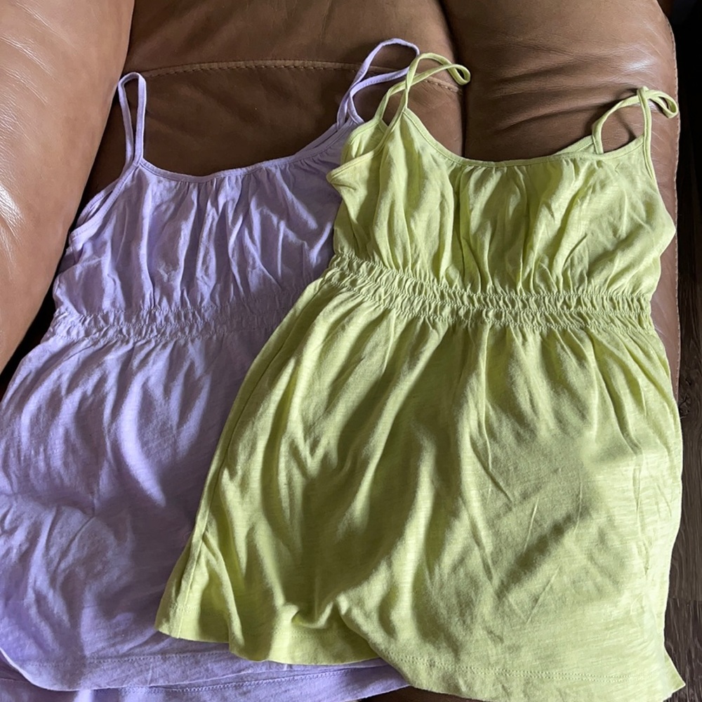 Lot of 2 Gap baby doll camis purple and green